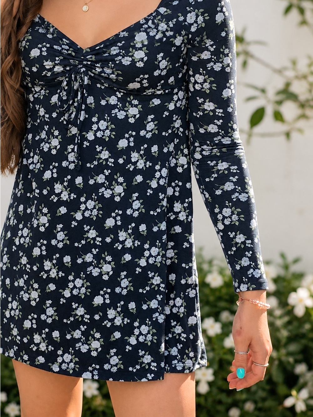 Cottage Core, Beach Vibes, Blue Floral Mini Dress